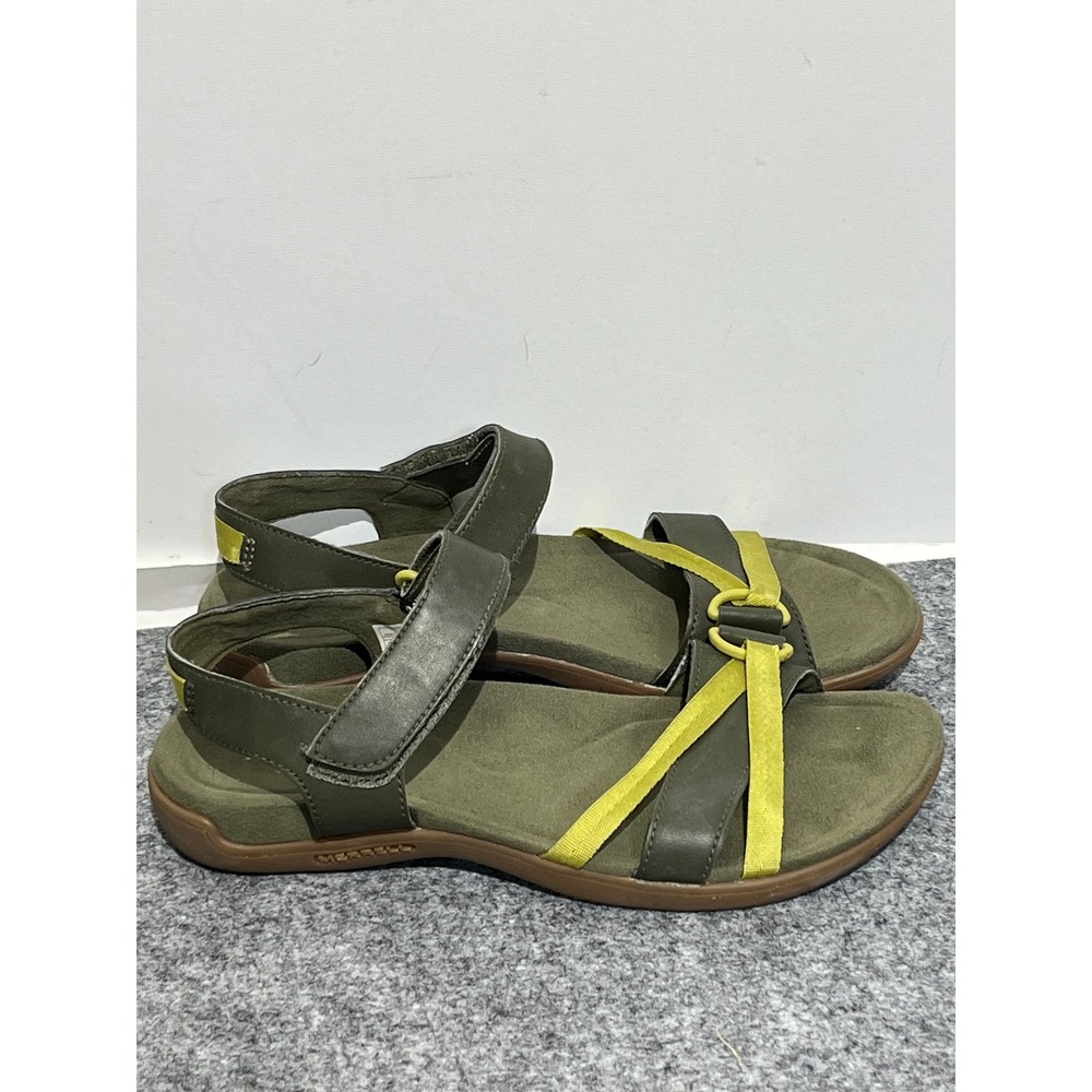 Merrell Terran Ari Lattice Olive Green Yellow Sport Sandals Womens 6 J000492